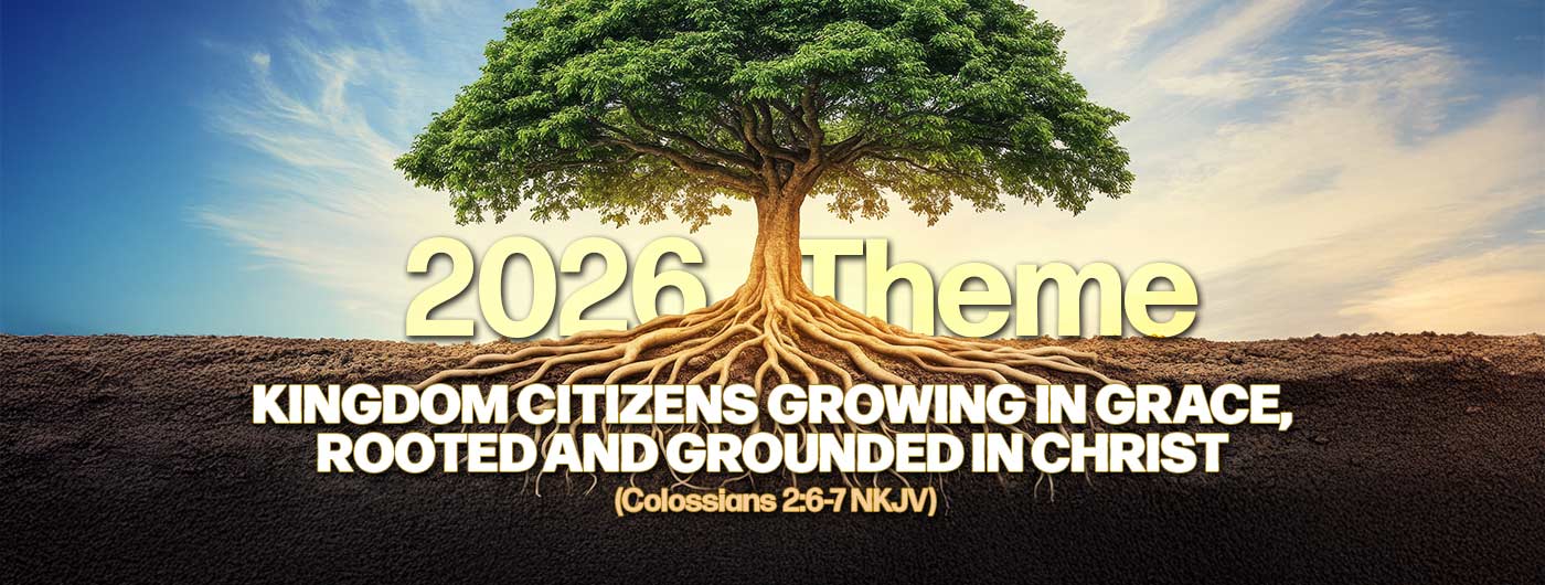 a tree in the graww with roots visible under the soil with 2026 theme in white letters